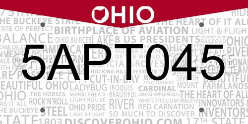 5APT045 Ohio License Plate