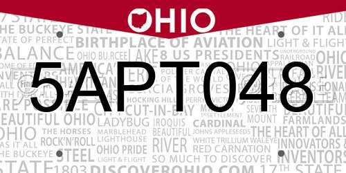 5APT048 Ohio License Plate