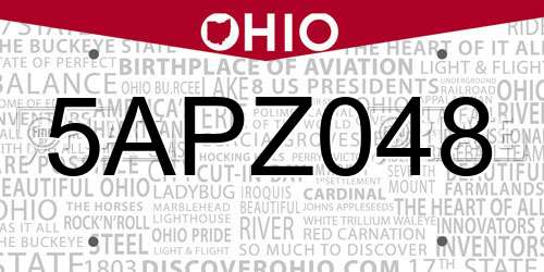 5APZ048 Ohio License Plate