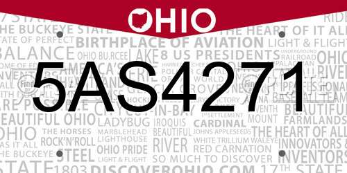 5AS4271 Ohio License Plate