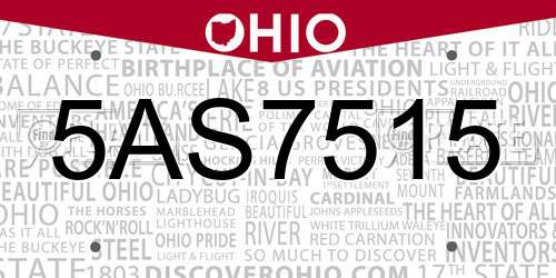 5AS7515 Ohio License Plate
