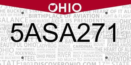5ASA271 Ohio License Plate
