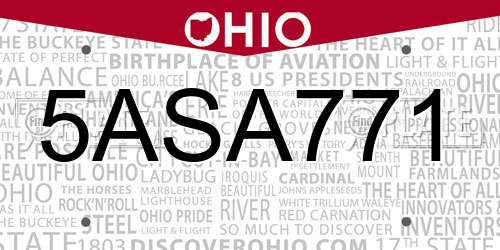 5ASA771 Ohio License Plate