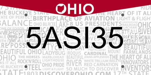 5ASI35 Ohio License Plate