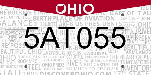 5AT055 Ohio License Plate