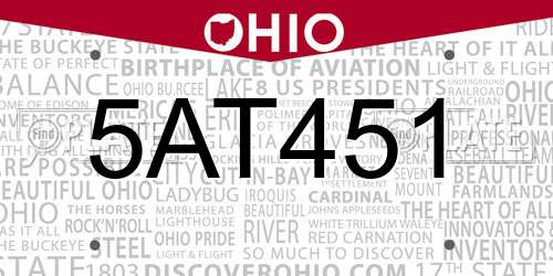 5AT451 Ohio License Plate