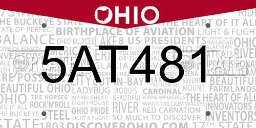 5AT481 Ohio License Plate