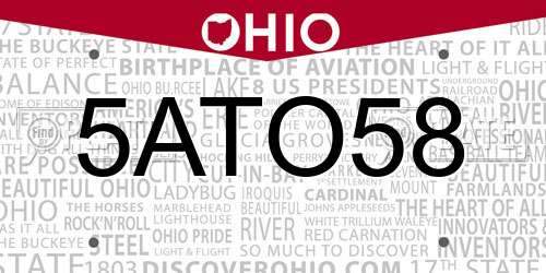 5ATO58 Ohio License Plate