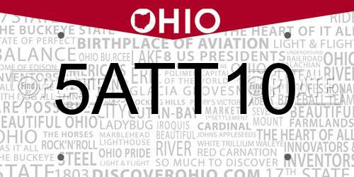 5ATT10 Ohio License Plate