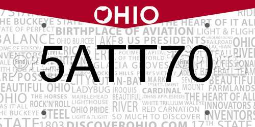 5ATT70 Ohio License Plate