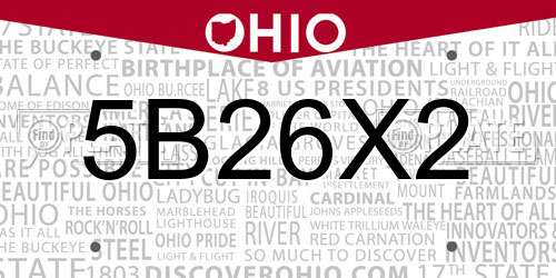5B26X2 Ohio License Plate