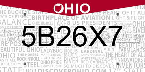5B26X7 Ohio License Plate