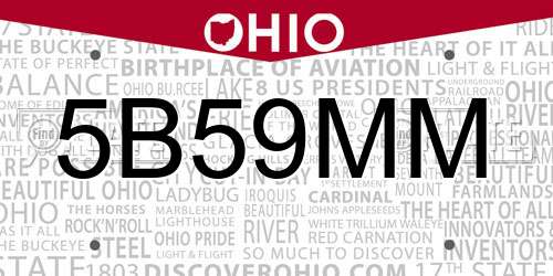 5B59MM Ohio License Plate
