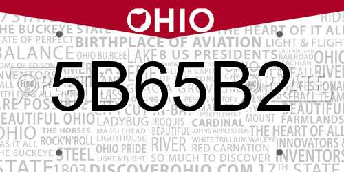 5B65B2 Ohio License Plate