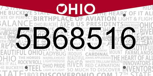 5B68516 Ohio License Plate