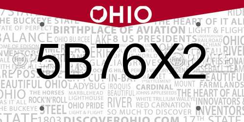 5B76X2 Ohio License Plate