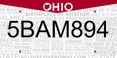 5BAM894 Ohio License Plate