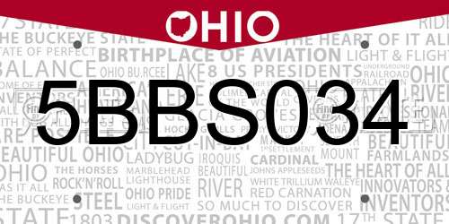 5BBS034 Ohio License Plate