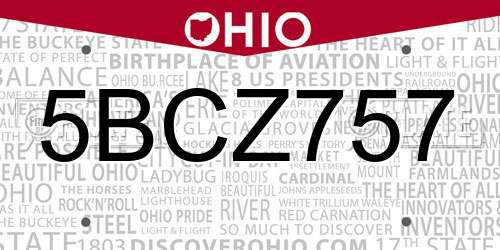 5BCZ757 Ohio License Plate