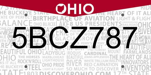 5BCZ787 Ohio License Plate