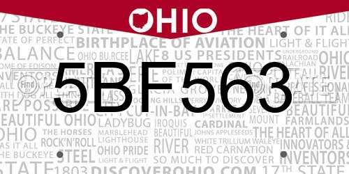 5BF563 Ohio License Plate