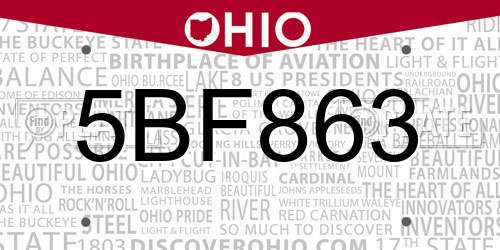 5BF863 Ohio License Plate