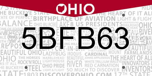 5BFB63 Ohio License Plate