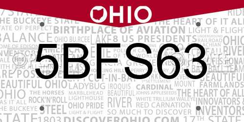 5BFS63 Ohio License Plate