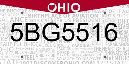 5BG5516 Ohio License Plate