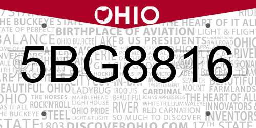 5BG8816 Ohio License Plate