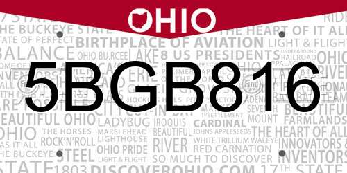 5BGB816 Ohio License Plate