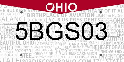 5BGS03 Ohio License Plate