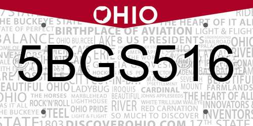 5BGS516 Ohio License Plate