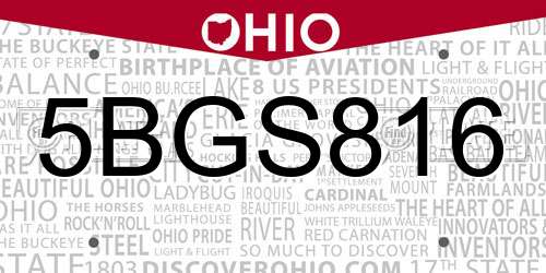 5BGS816 Ohio License Plate