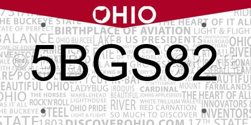5BGS82 Ohio License Plate