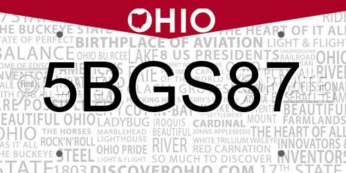 5BGS87 Ohio License Plate