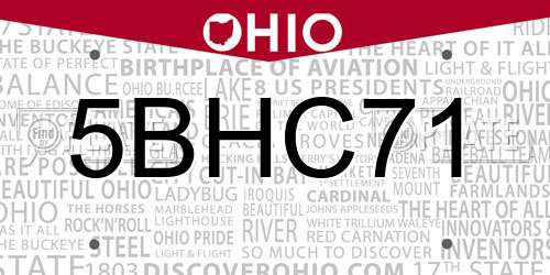 5BHC71 Ohio License Plate