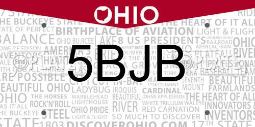 5BJB Ohio License Plate
