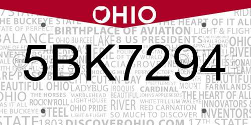 5BK7294 Ohio License Plate