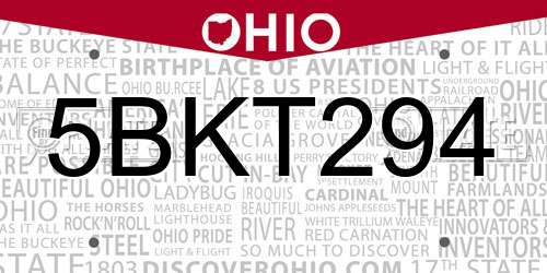 5BKT294 Ohio License Plate