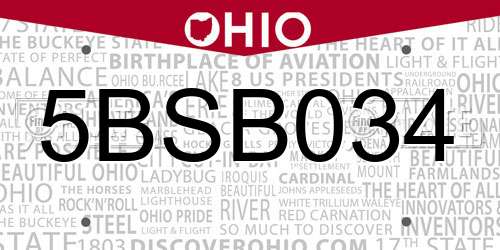 5BSB034 Ohio License Plate