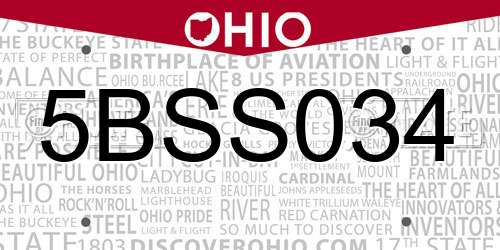 5BSS034 Ohio License Plate