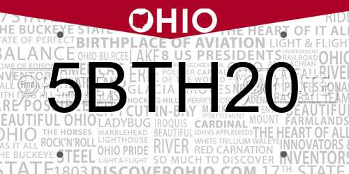 5BTH20 Ohio License Plate