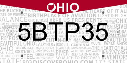 5BTP35 Ohio License Plate