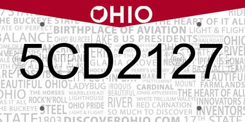 5CD2127 Ohio License Plate