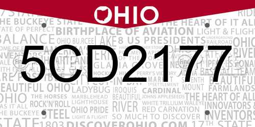 5CD2177 Ohio License Plate