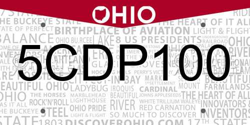 5CDP100 Ohio License Plate