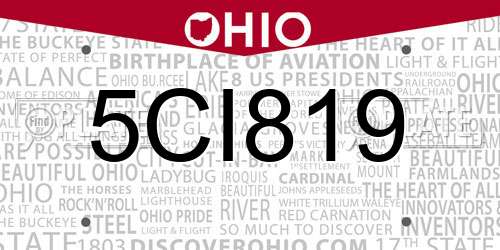 5CI819 Ohio License Plate