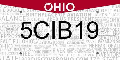 5CIB19 Ohio License Plate