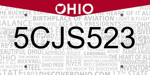 5CJS523 Ohio License Plate